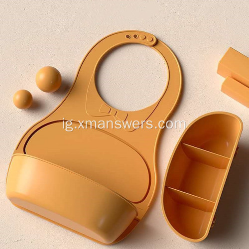 Mpempe silicone n&#39;ogbe dị elu mpịakọta Bib